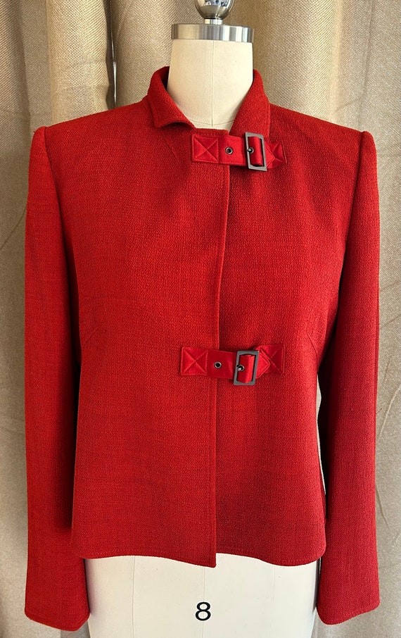 vintage Anne Klein orange blazer jacket 6 crape