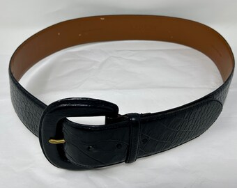 EUC VINTAGE VTG Faux Croc Leather Brown Belt Med Large 12 - Etsy