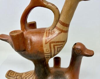 Vintage Herón Martínez Mendoza? Terracotta Pottery 2 Birds Mexico