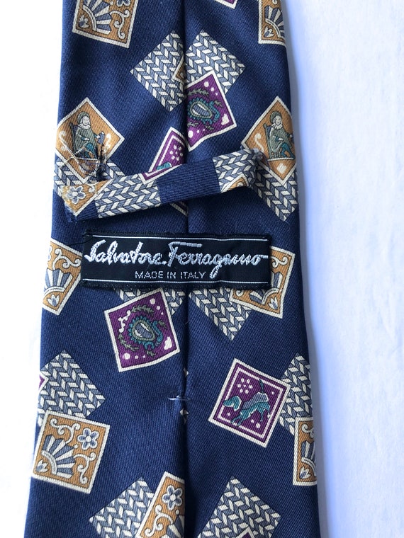 vintage Salvatore Ferragamo silk tie necktie Italy - image 8