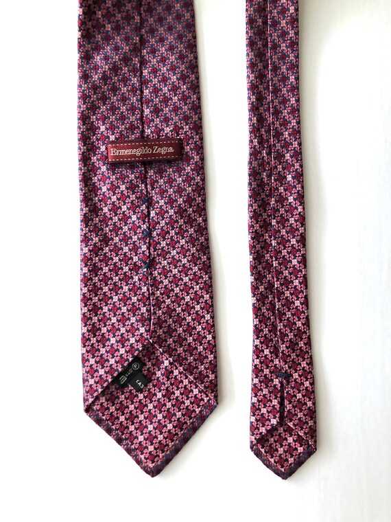 Ermenegoldo Zegna tie necktie brocade pink red si… - image 4