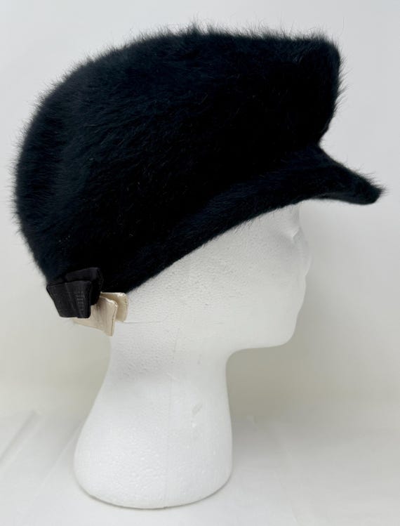 Emporio Armani Black Rabbit Fur Hat – Designer Fuzzy Cap  display picture 3