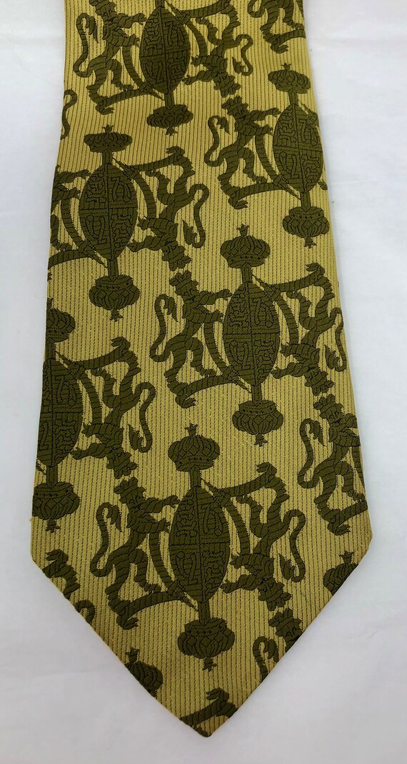 vintage Saks 5th Avenue necktie tie olive green c… - image 2