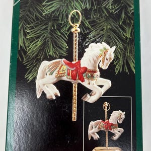 Vintage 1992 Hallmark Keepsake Ornament – Tobin Fraley Carousel Horse – 1st in Series with Display Stand