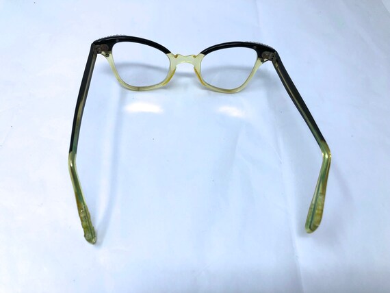 vintage 40's glasses eyeglasses cat eye yellow ce… - image 6