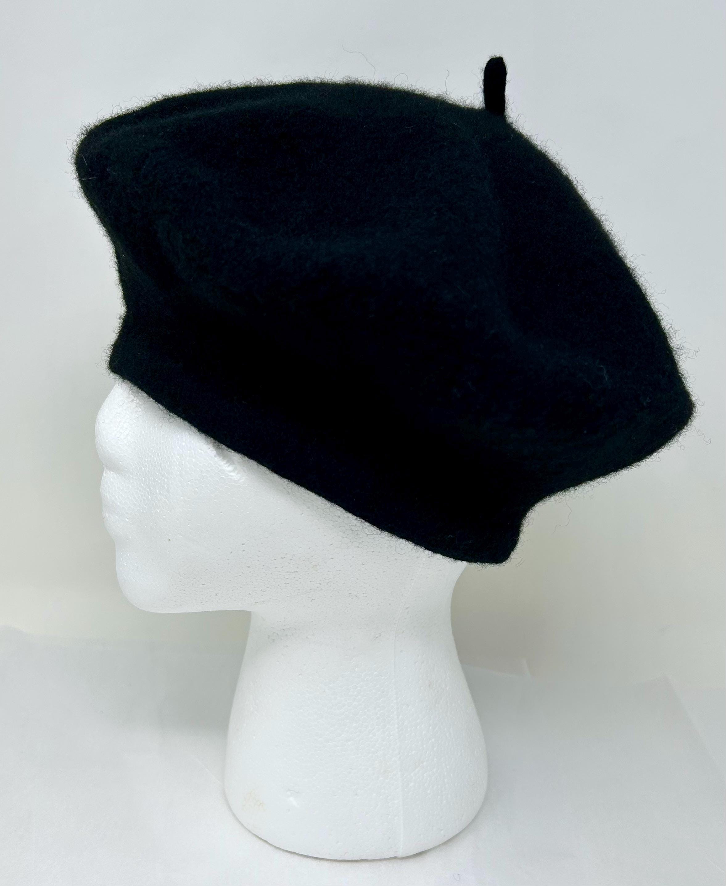 Vintage Black Knit Beret Classic French Wool-Feel Hat Timeless Parisian Style Vintage Black Wool Authentic French Beret/tam Hat Beanie Cap  main image 4