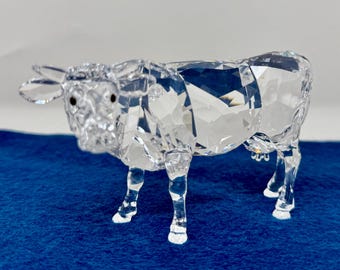 VERY RARE - Swarovski Crystal Cow Figurine Large Silver Crystal Animal w Box & Certificate 4.75" Swarovski Collectible Farm Animal