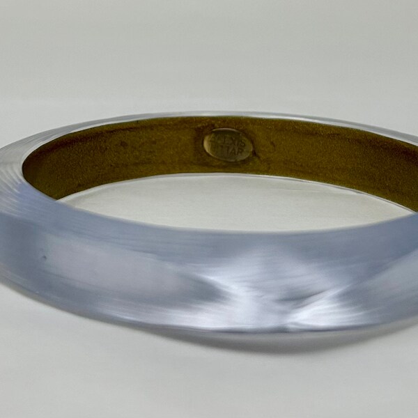 Alexis Bittar squared bangle bracelet acrylic blue silvery ice color