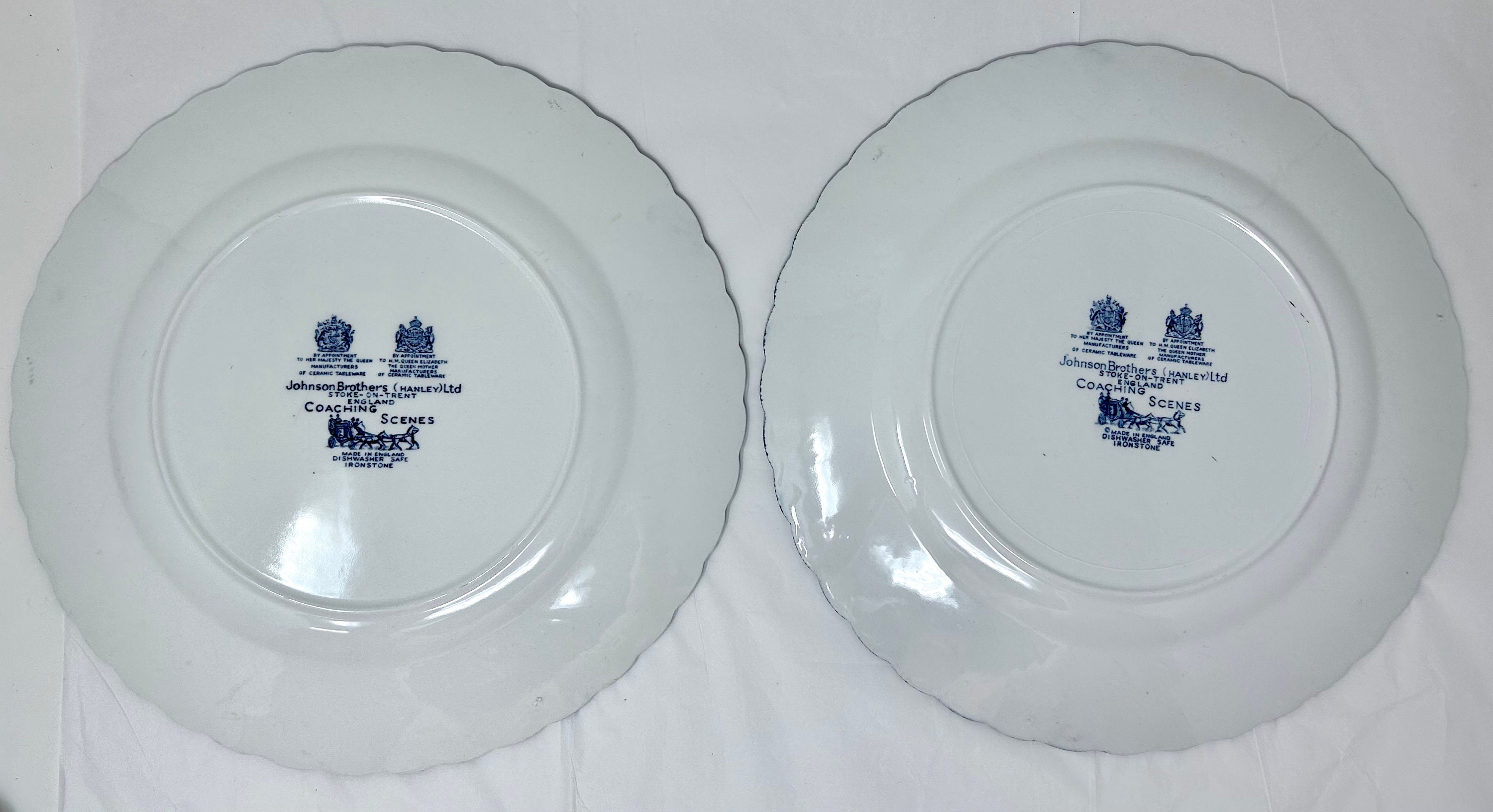 未使用✳︎JohnsonBrothers ディナープレート４枚 4 Johnson Brothers Hanley Blue White Dinner Salad Plates Ironstone