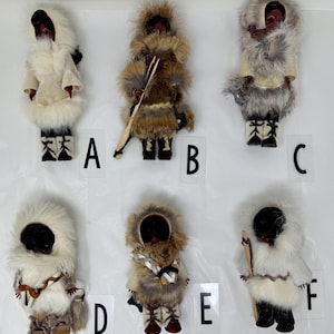 Vintage Alaska Native-Inspired Blinking Eye Dolls – Fur Parkas & Handcrafted Details – Inuit Style Dolls – Choose A–F