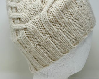 Banana Republic beanie hat cap cable knit alpaca marino wool ivory cream