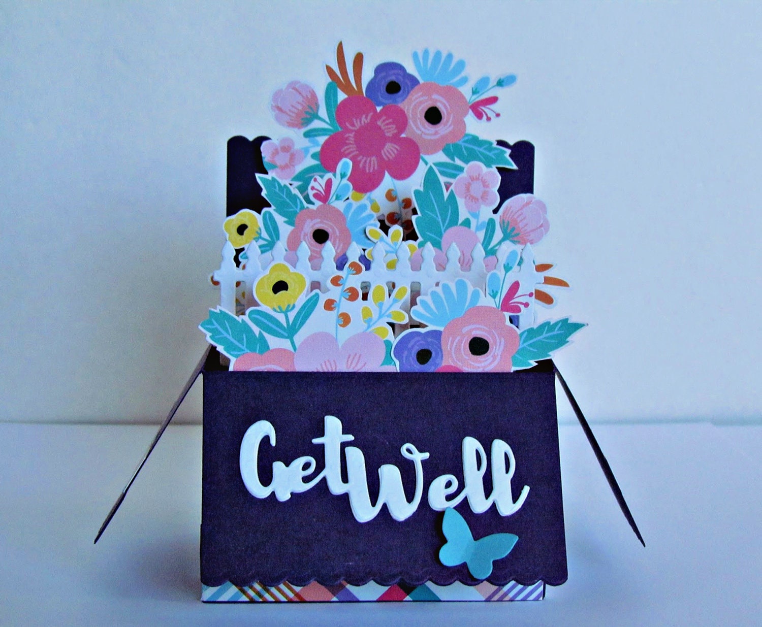 Get Well Pop Up Card handmade cards greeting card purple Etsy