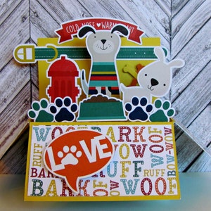 Cartão de felicitações pop-up de cachorrinho. Cartão de cachorro. Feito à mão. Para qualquer ocasião. O melhor amigo do homem. Cartão de aniversário. Cartão infantil. Cartão em branco. Cartão pop-up de cachorro.