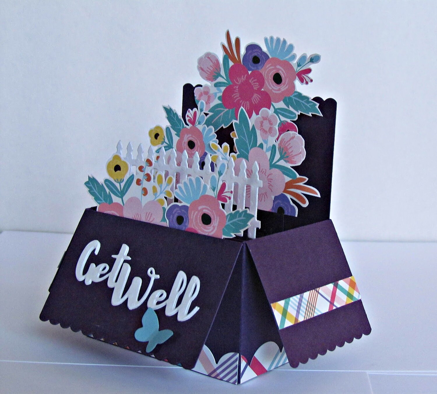 Get Well Pop Up Card handmade cards greeting card purple Etsy