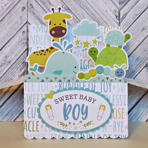 Baby Boy Card. Pop Up Box Card. Little Man. Handmade Baby Card. Baby Shower. Blu. Biglietto di auguri. Unico. Ragazzo. Abbellimenti 3D.
