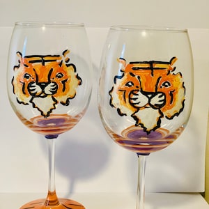 Clemson Tigers Wine Glass, Clemson, Wine Glass, Clemson Glass, Clemson Wine Glasses, Clemson Wine Glass,  College Barware,