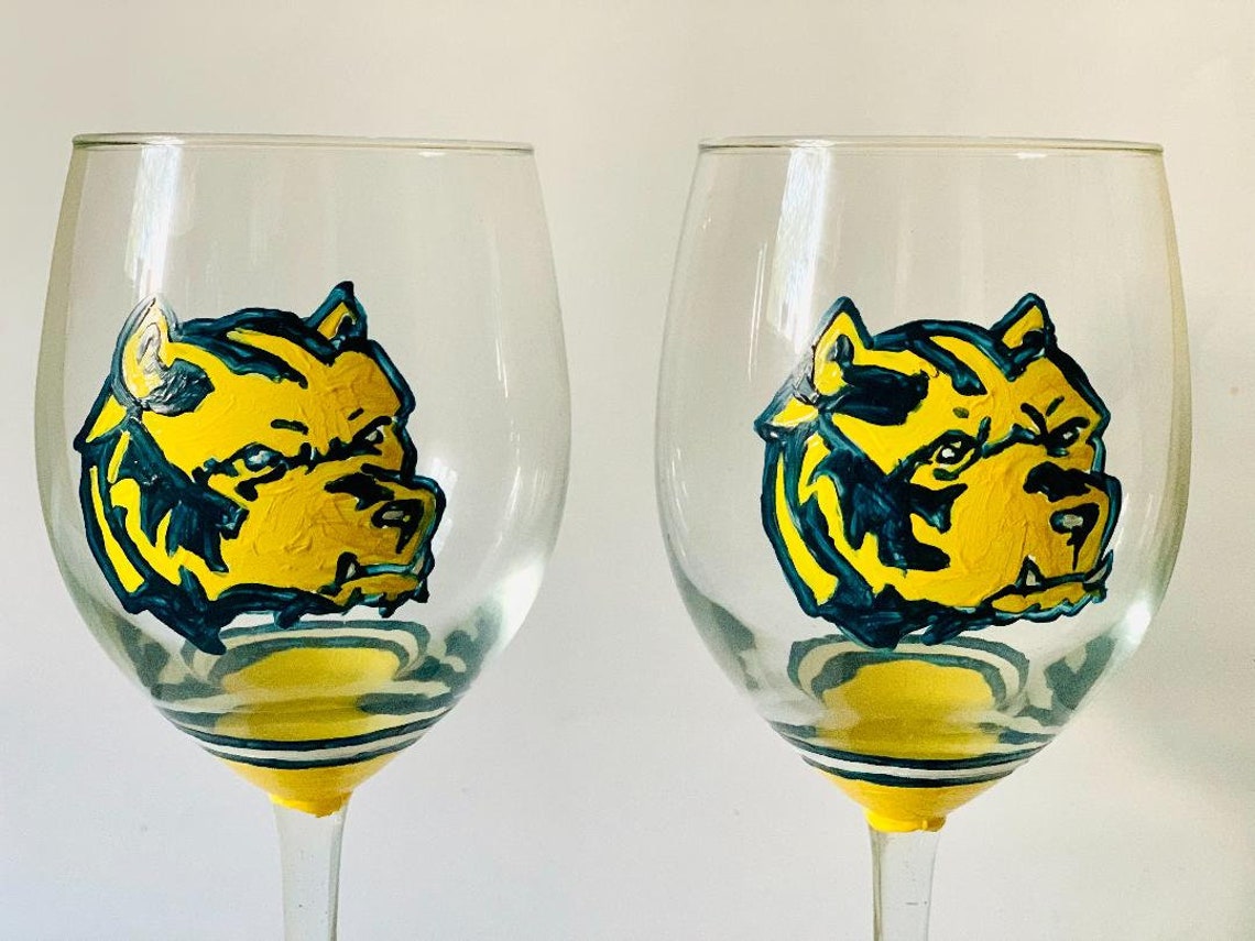 Michigan Wine Glass, Wolverines, Michigan Wolverines Glassware, College