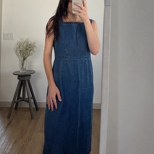 Vintage Denim Square Neck Midi Dress - Etsy