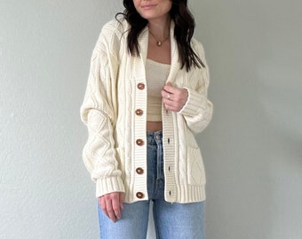 Vintage Chunky Knit Cardigan Sweater