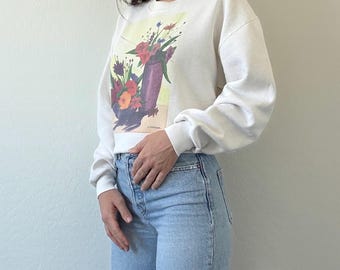 Vintage Graphic Floral Flower Pullover Sweatshirt