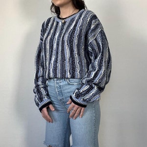 Vintage Blue Coogi Style Textured Sweater