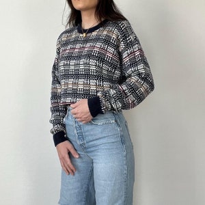 Vintage Multicolored Patterned Chunky Knit Sweater