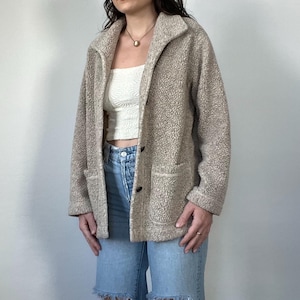 Vintage Neutral Buttoned Sherpa Jacket