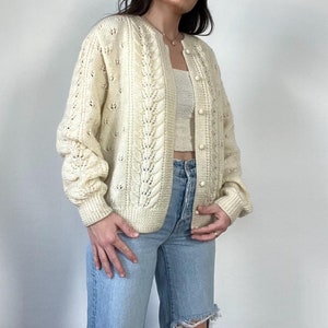 Vintage Cream Knit Cardigan Sweater