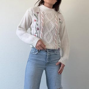 Vintage Floral Flower Pullover Sweater