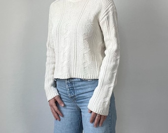 Vintage Chunky Knit Textured Sweater Blouse