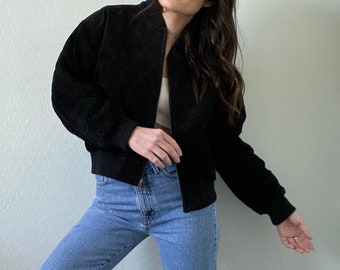 quilted suede top jacket