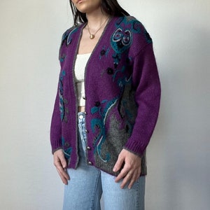 Vintage Multicolored Patterned Cardigan Sweater