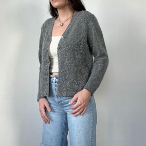 Vintage Grey Beaded Cardigan Sweater