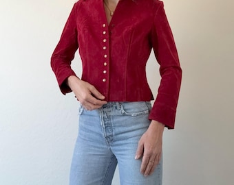 Vintage Red Suede Leather Jacket