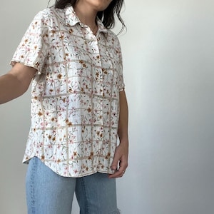 Vintage Short Sleeve Floral Blouse