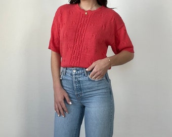 Vintage Short Sleeve Knit Sweater Blouse