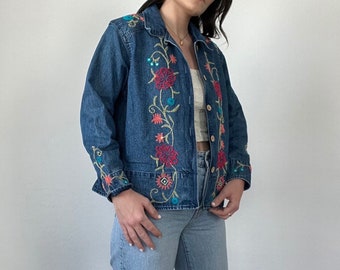 Vintage Graphic Floral Denim Jacket