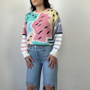Vintage Abstract Pastel Knit Sweater
