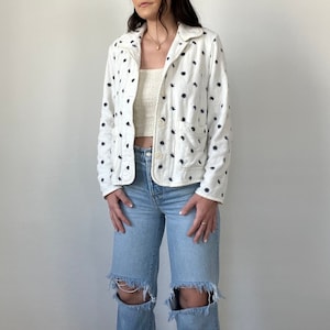 Vintage Floral Embroidered Terry Cloth Jacket Coat