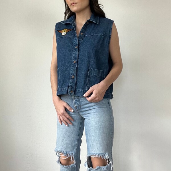 Vintage Denim Harley Davidson Vest Blouse