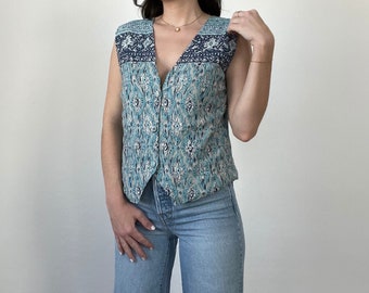 Vintage Blue Patterned Vest