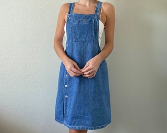 blue plaid overall dress