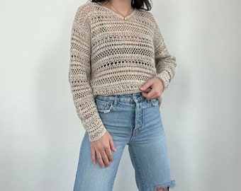 Vintage Long Sleeve Crochet Blouse