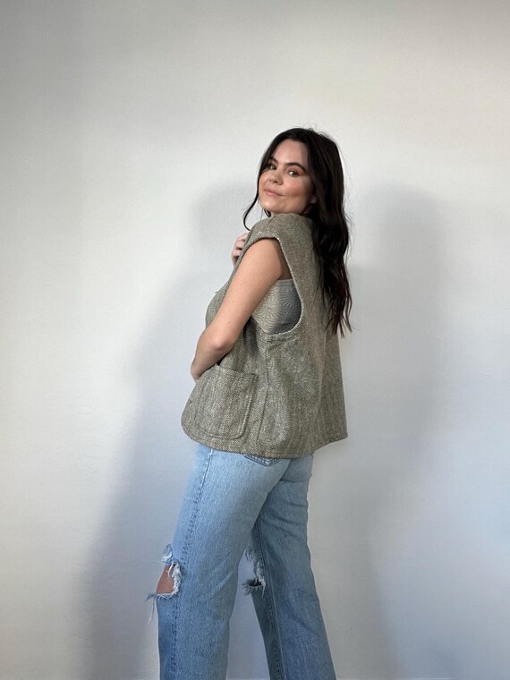 Vintage Buttoned Patterned Vest - image 7