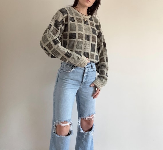 Vintage Checkered Patterned Sweater - image 5