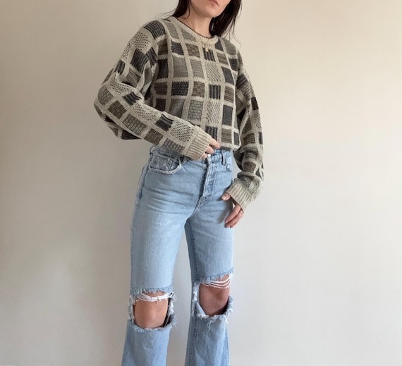 Vintage Checkered Patterned Sweater - image 1