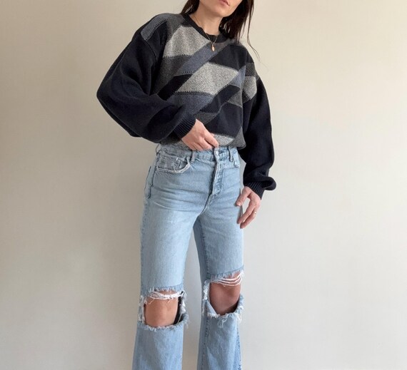 Vintae Navy Patterned Sweater - image 8