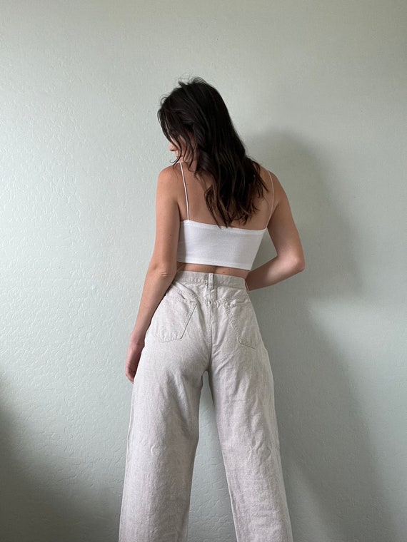 Waist 30 Vintage High Waisted Linen Pants - image 3