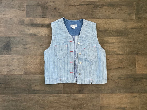 Vintage Pinstripe Denim Vest - image 8