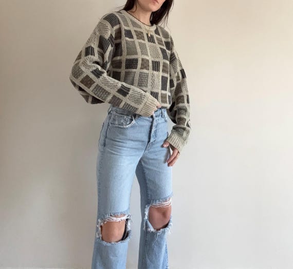 Vintage Checkered Patterned Sweater - image 3